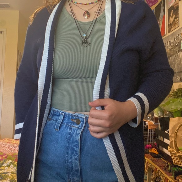 blue and white striped cardigan with buttons! 🪩💟 - Picture 5 of 5